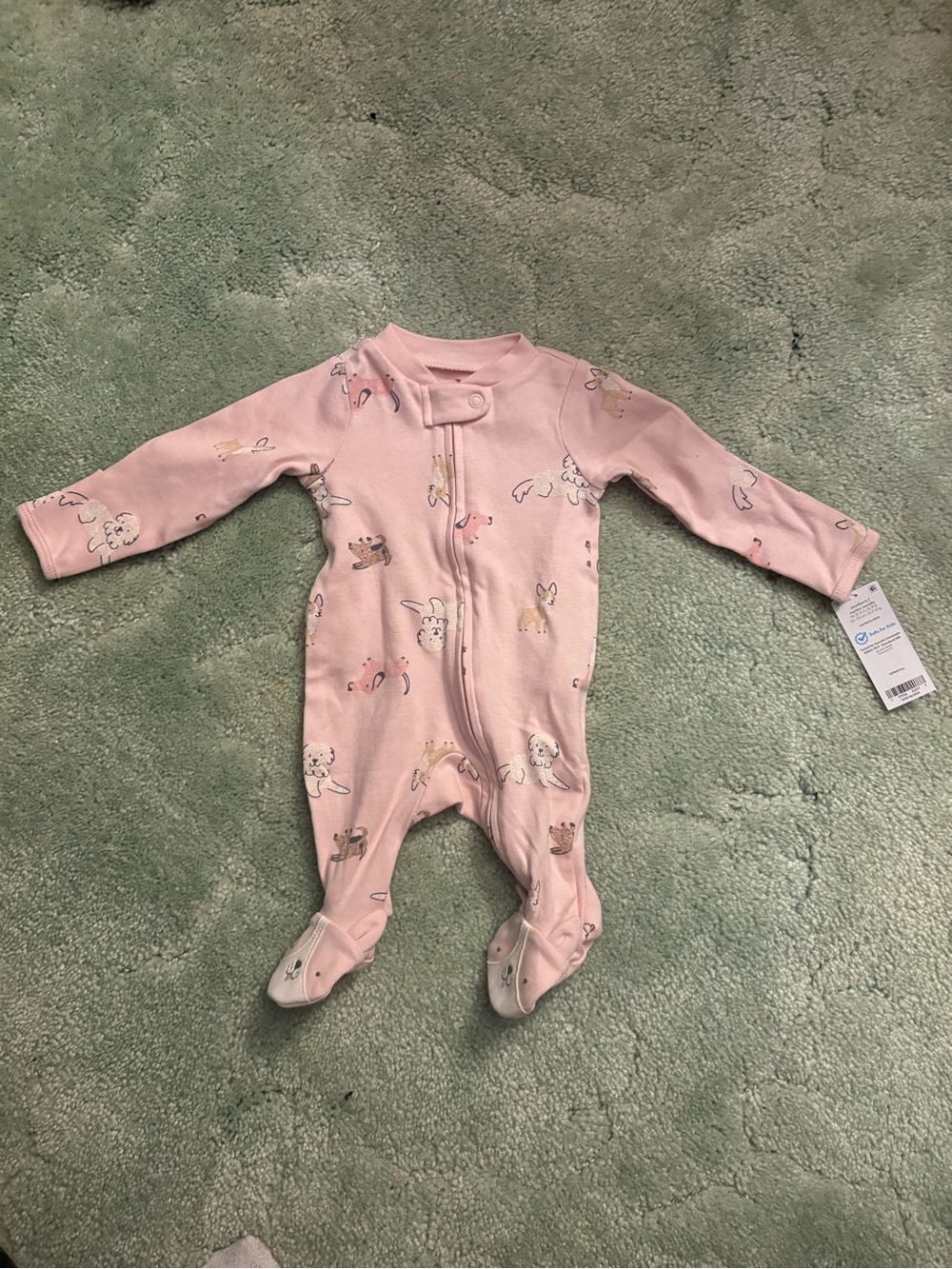 Pink dog  Print Footed One-Piece for Kids